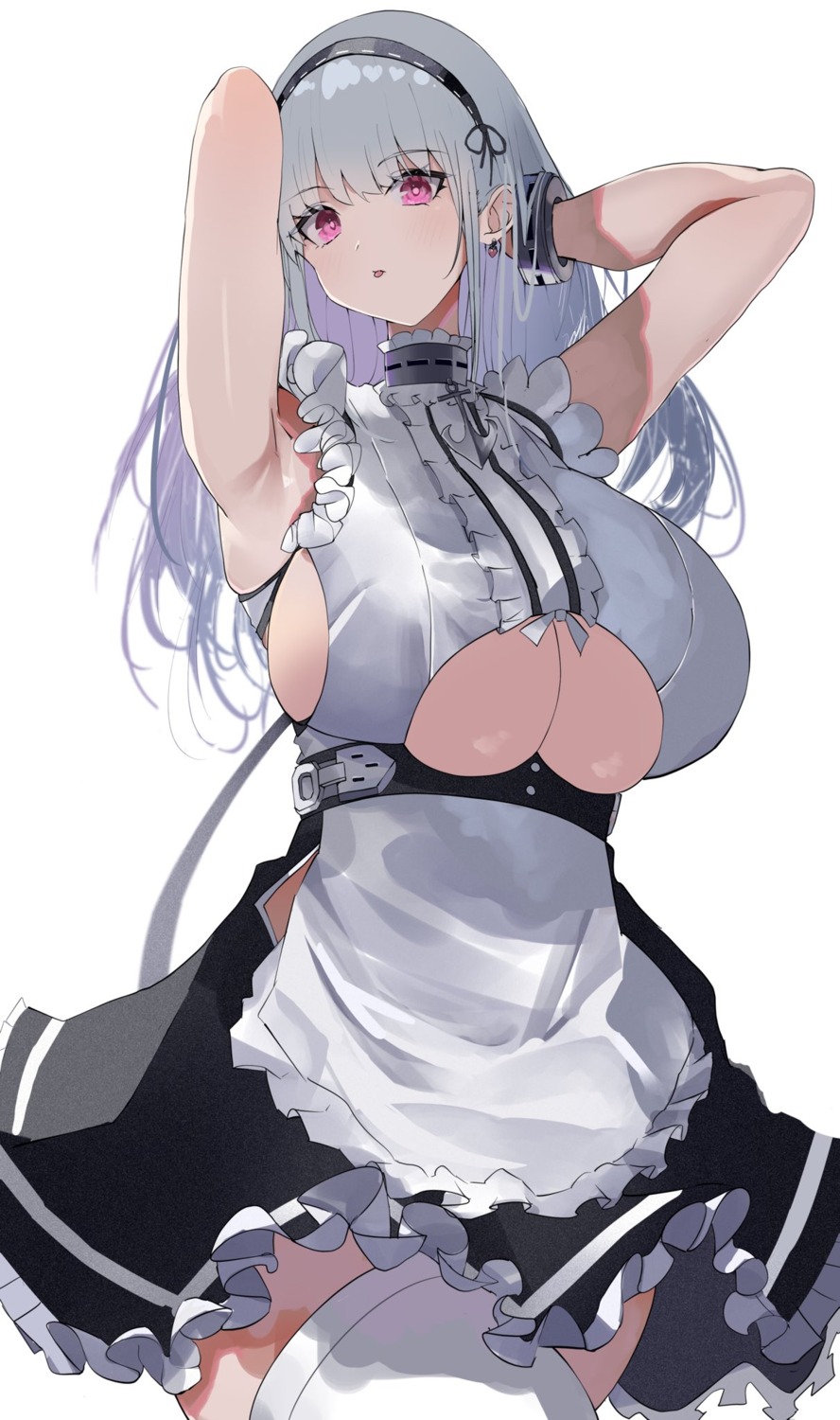 azur_lane dido_(azur_lane) ekaki_no_mime maid no_bra skirt_lift thighhighs