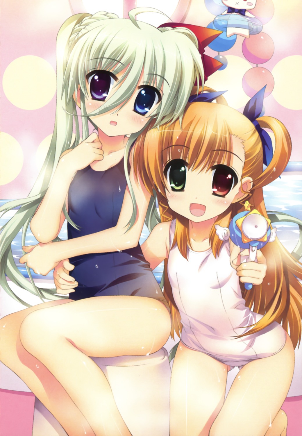 einhart_stratos fujima_takuya heterochromia mahou_shoujo_lyrical_nanoha mahou_shoujo_lyrical_nanoha_vivid school_swimsuit swimsuits vivio