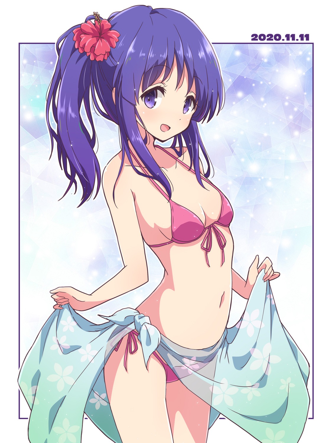 bikini hinata_yukari mel_(melty_pot) see_through skirt_lift swimsuits yuyushiki