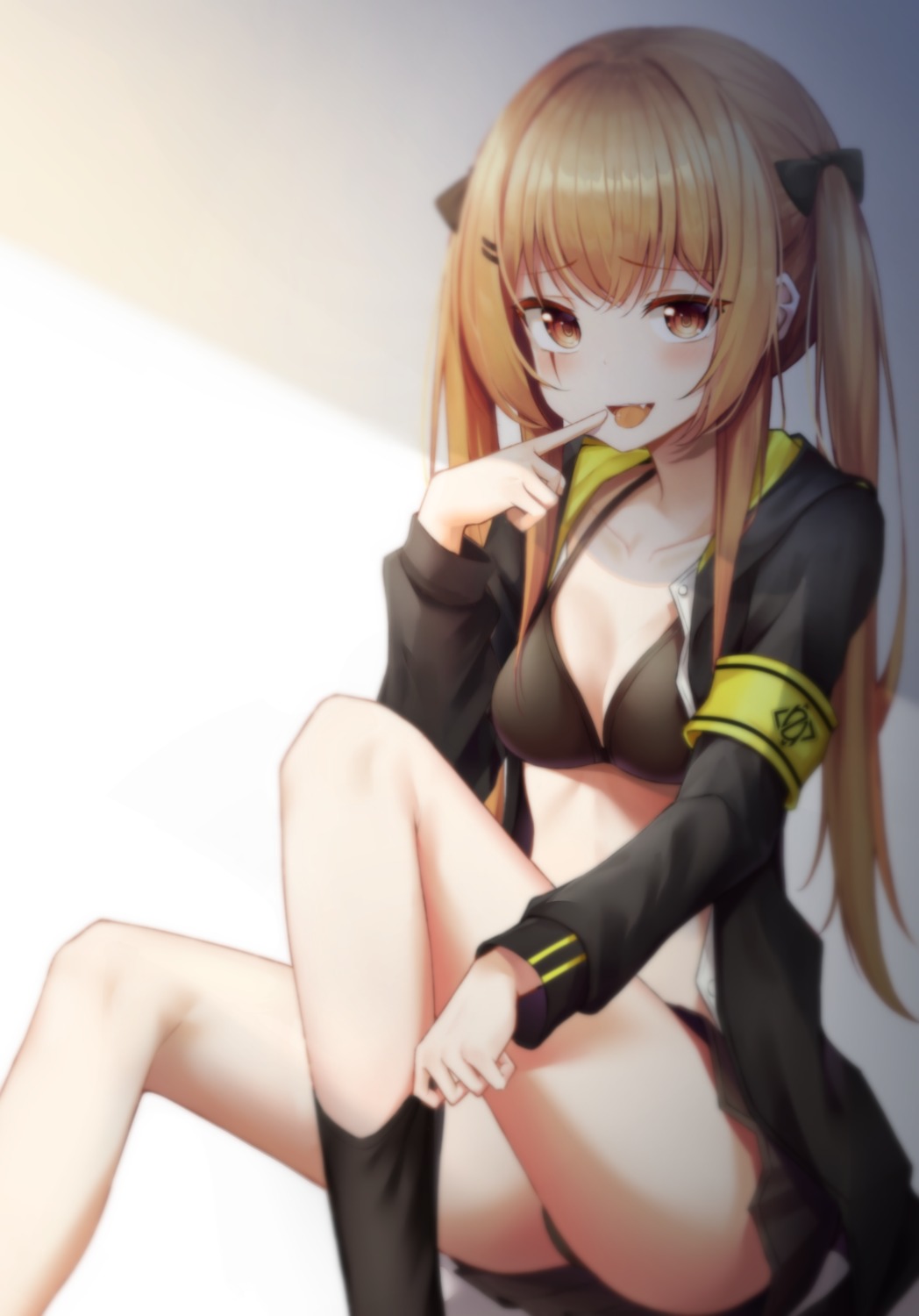 apple_ringo bra cleavage girls_frontline open_shirt pantsu ump9_(girls_frontline)