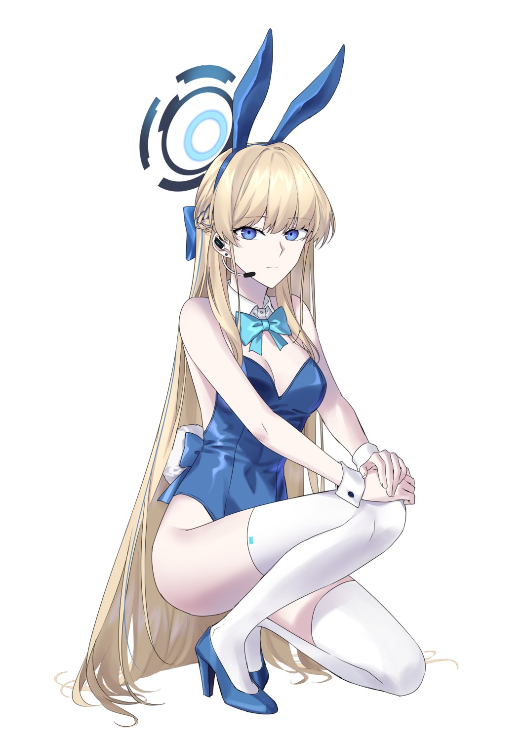 animal_ears asuma_toki blue_archive bunny_ears bunny_girl halo heels no_bra suprii tail thighhighs