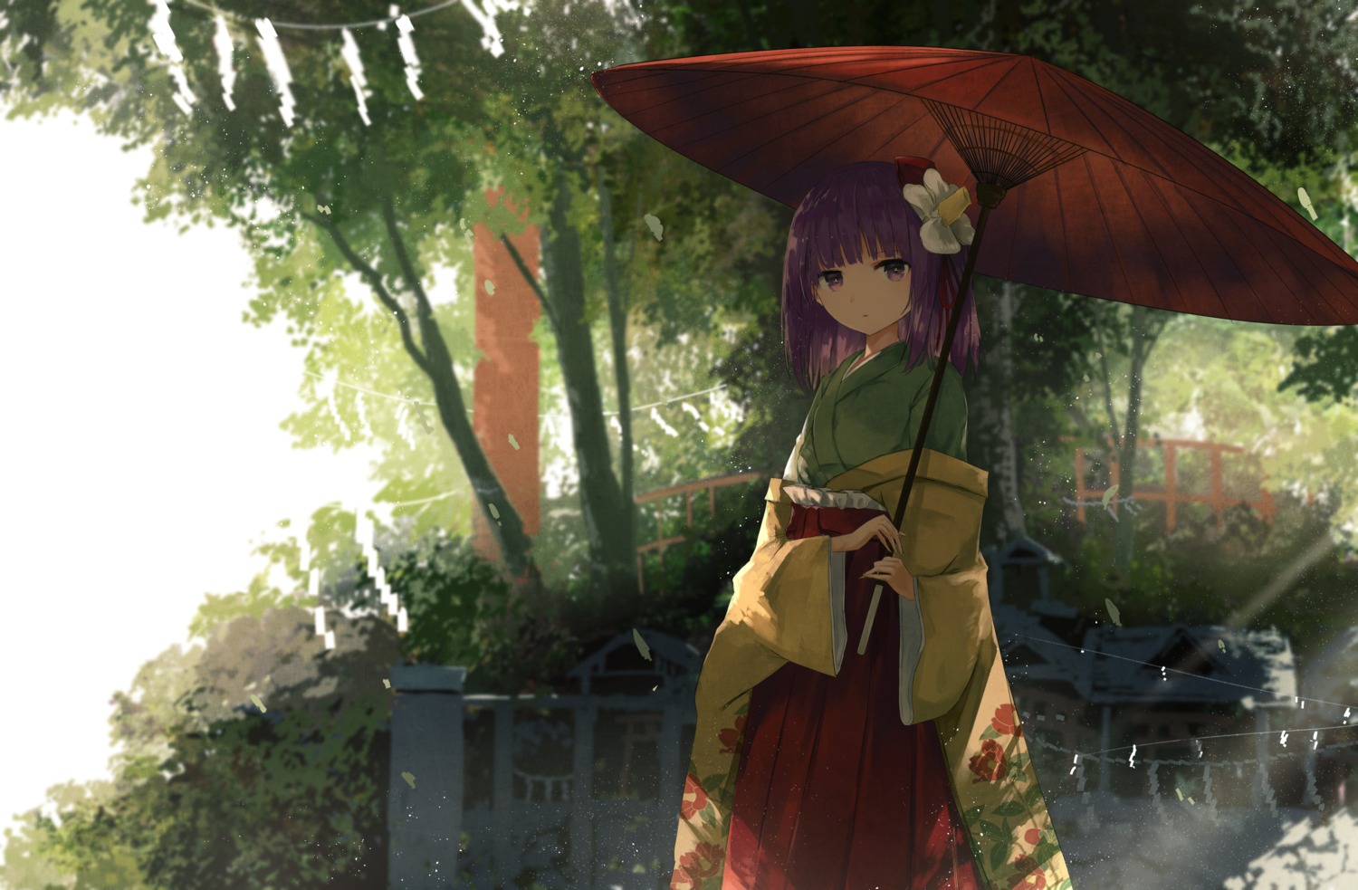 hieda_no_akyuu japanese_clothes thkani touhou umbrella