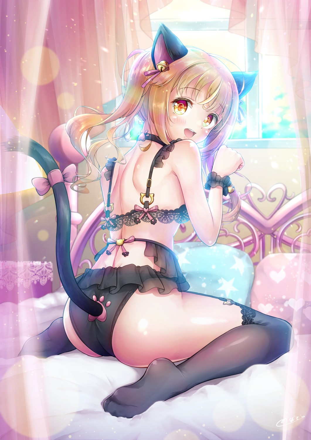 animal_ears ass bra feet garter_belt nekomimi nobady pantsu stockings tail thighhighs trap