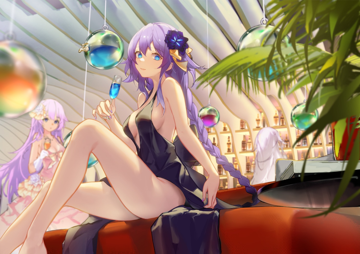 black_heart choujigen_game_neptune dress no_bra purple_heart purple_sister rein_yukimatsu skirt_lift