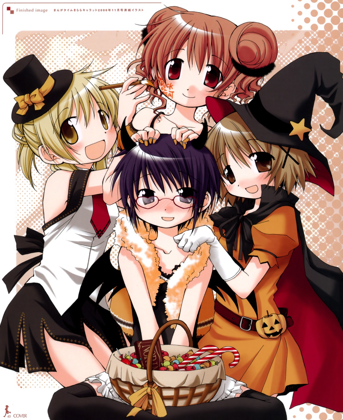 aoki_ume halloween hidamari_sketch hiro megane miyako sae yuno