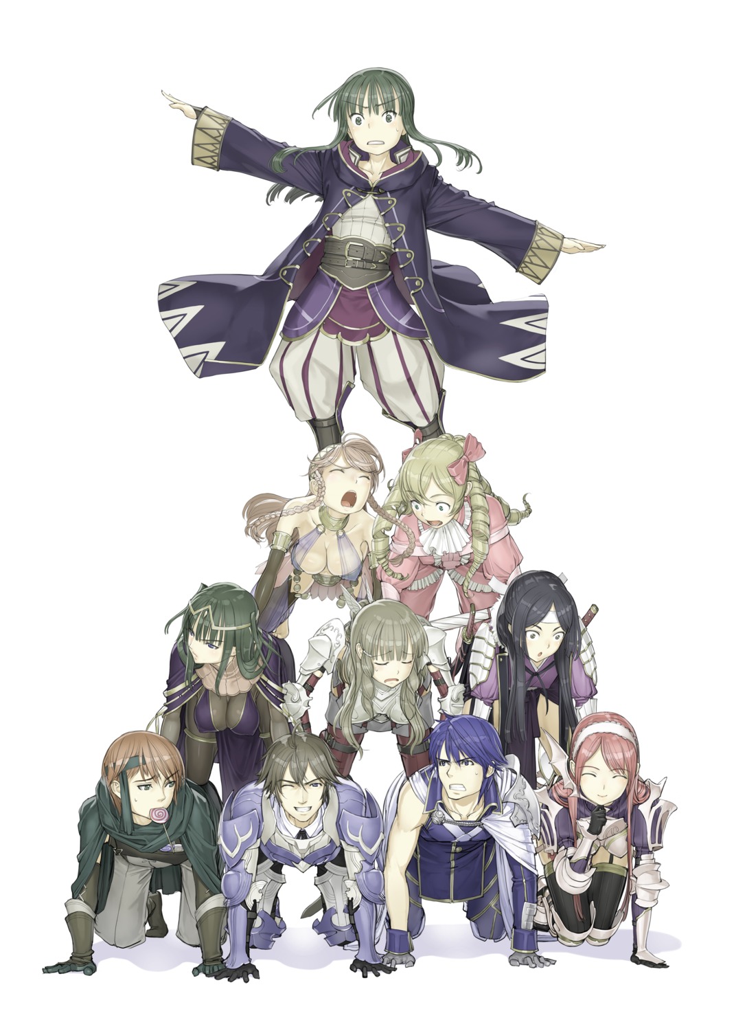 armor bodysuit cleavage erect_nipples fire_emblem fire_emblem_kakusei frederik_(fire_emblem) gaia_(fire_emblem) japanese_clothes krom lolita_fashion mariabel_(fire_emblem) my_unit nakaba_reimei olivia_(fire_emblem) sairi see_through serge_(fire_emblem) stockings sumia tharja thighhighs uniform