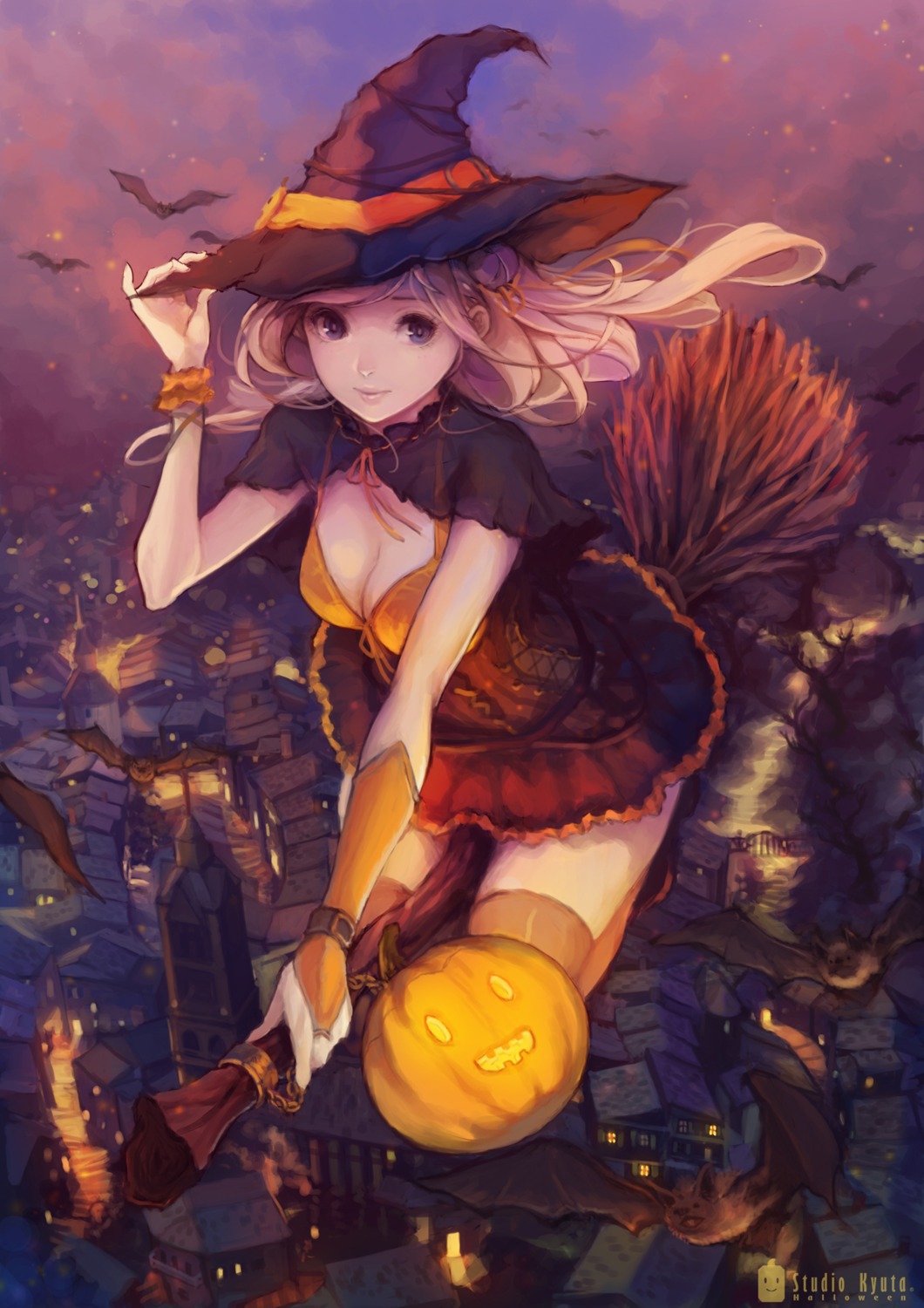 chaang cleavage halloween thighhighs witch