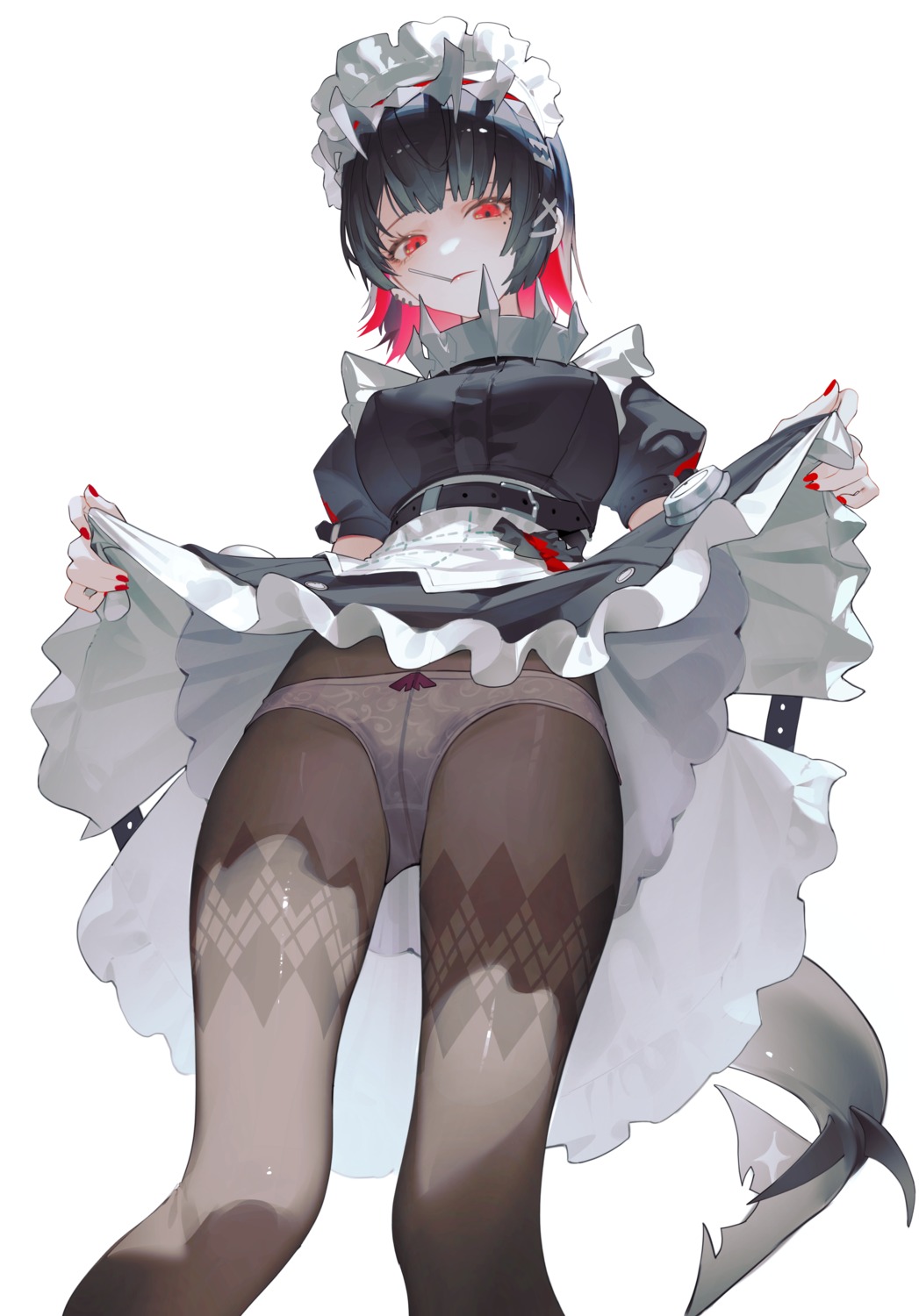 ellen_joe iumu maid pantsu pantyhose skirt_lift tail zenless_zone_zero