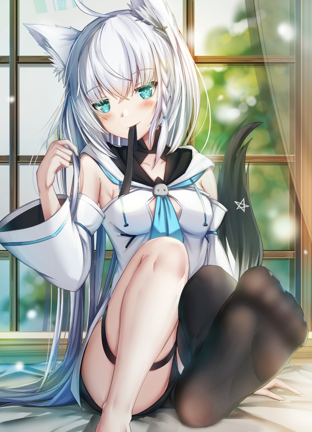 animal_ears feet garter hololive hololive_gamers kitsune rimamo shirakami_fubuki tail thighhighs