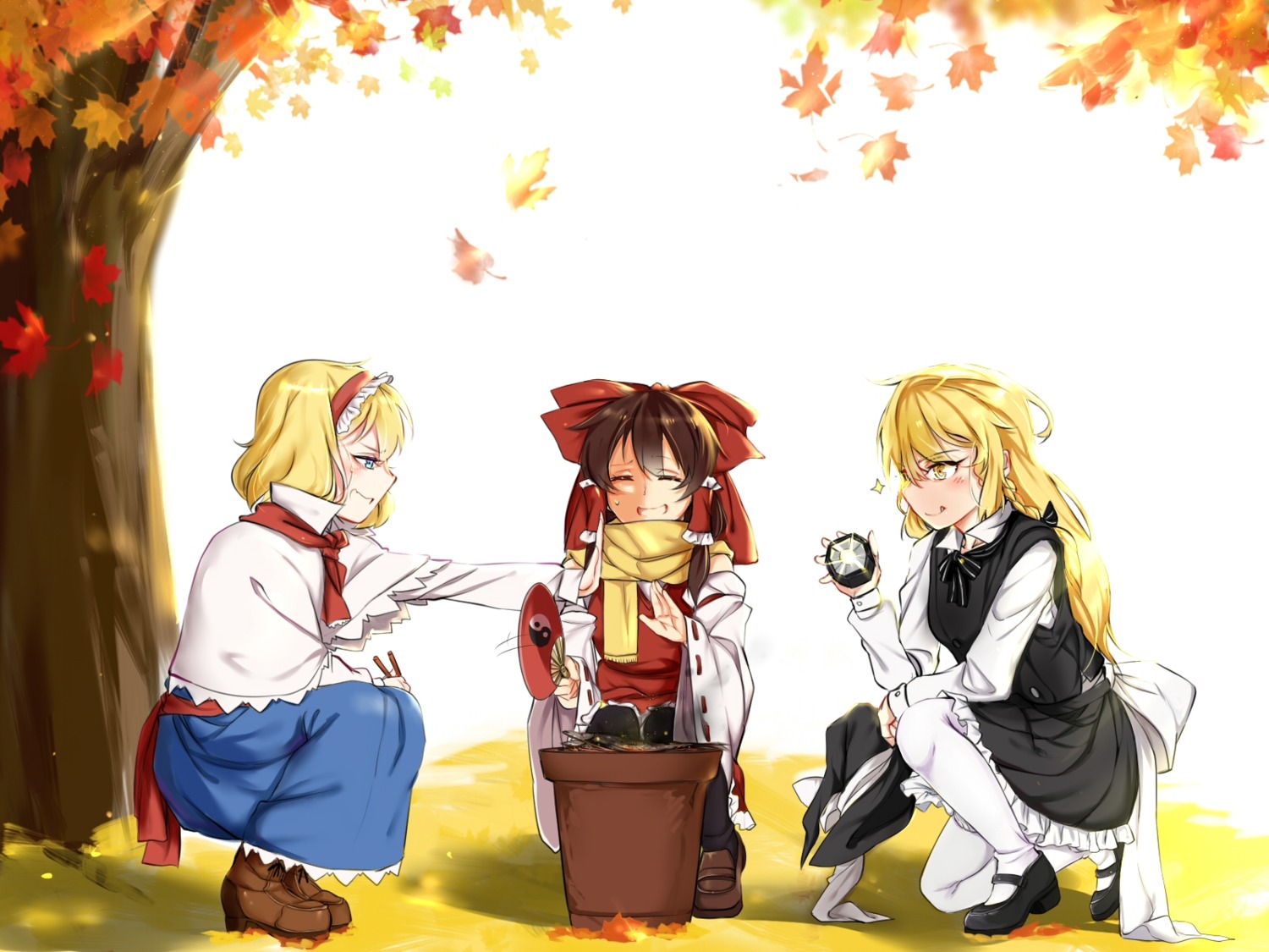 alice_margatroid hakurei_reimu kirisame_marisa pantyhose tendo_(zhazhatiantong) touhou