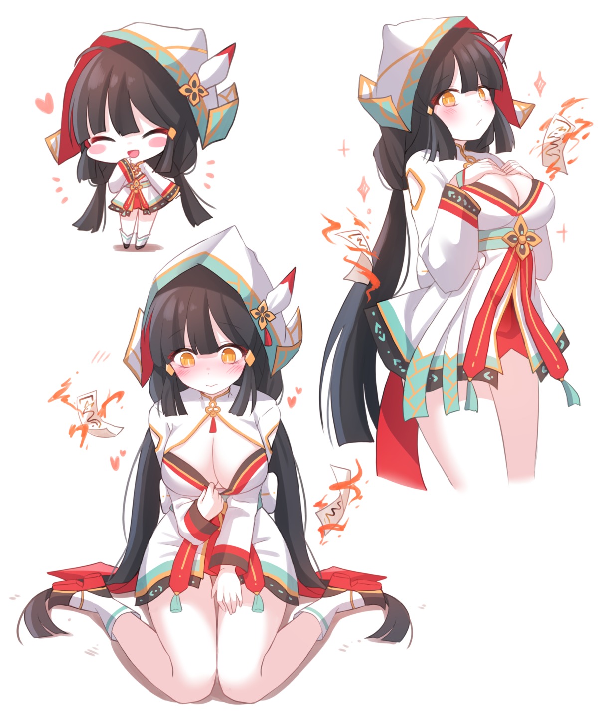 ara_haan elsword honyang japanese_clothes no_bra open_shirt