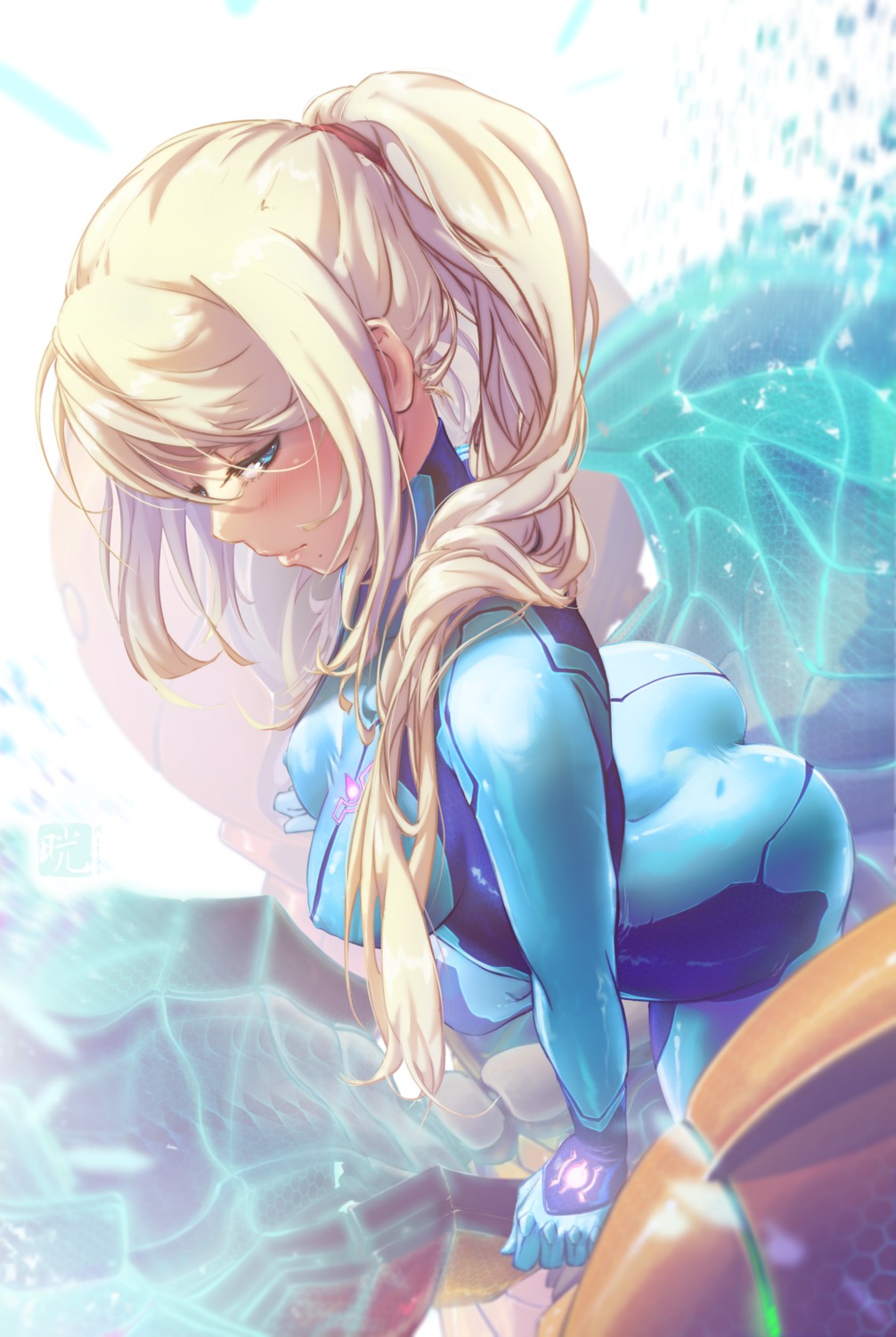 ass bodysuit erect_nipples metroid mitsu_(mitsu_art) samus_aran