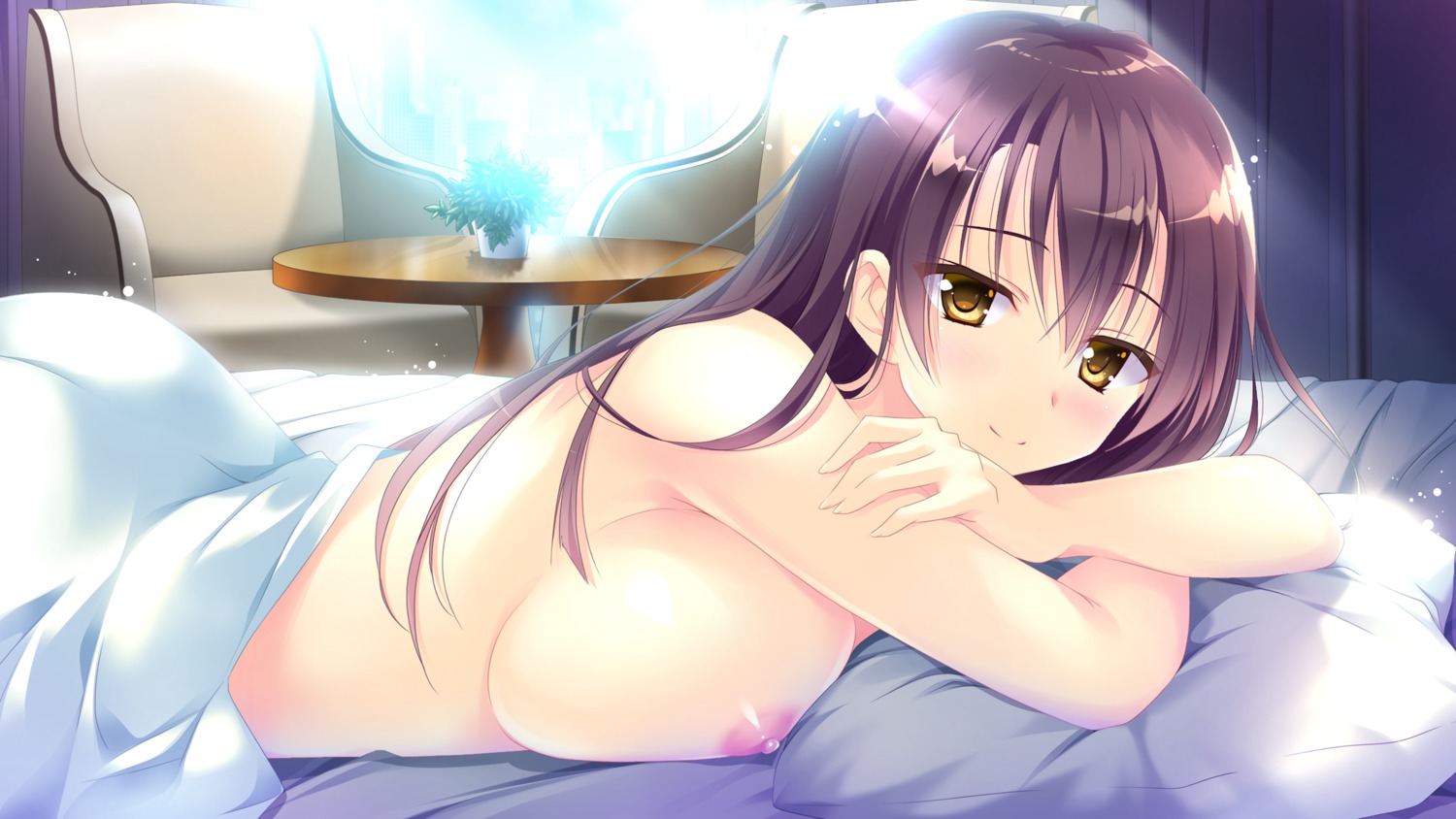 ensemble_(company) game_cg kaburagi_yukie kimishima_ao koi_suru_kimochi_no_kasanekata naked nipples sheets