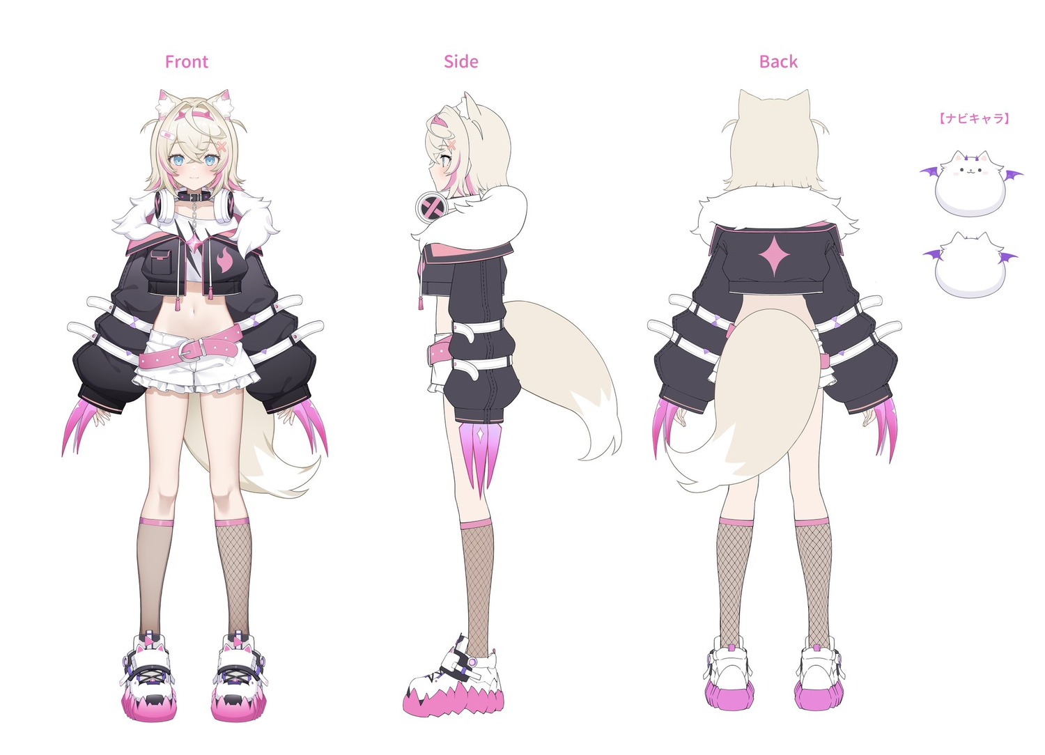 animal_ears bandaid character_design fishnets headphones hololive hololive_english ikomochi inumimi mococo_abyssgard tail weapon