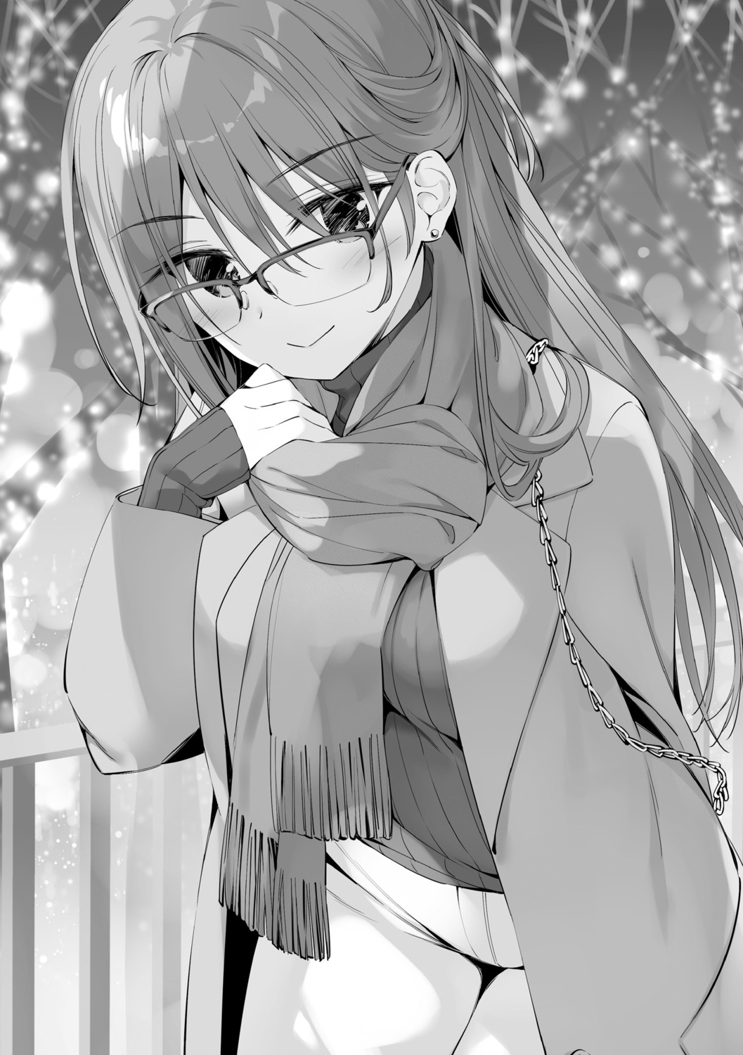 boku_no_kanojo_sensei fujiki_maka megane monochrome oryou sweater