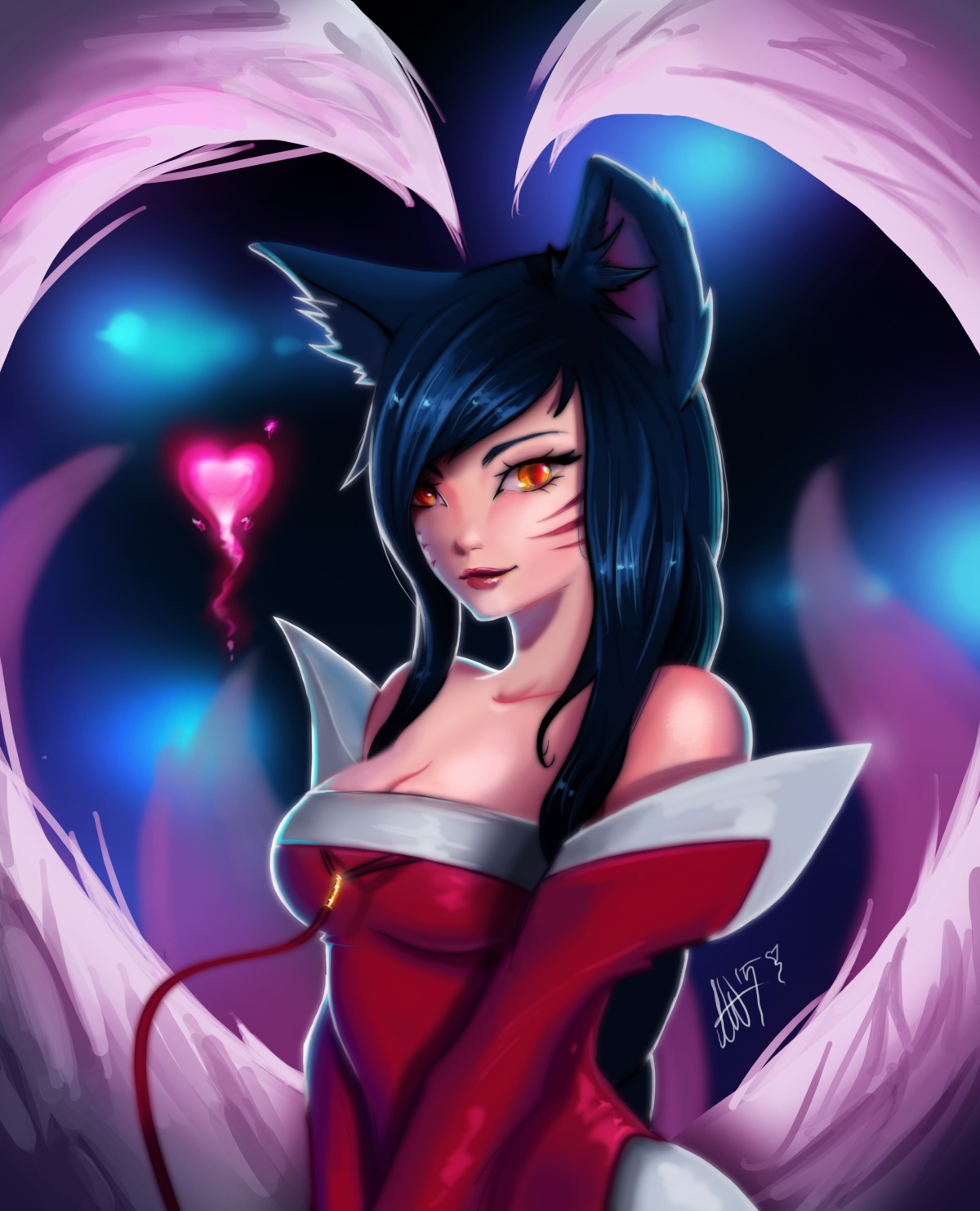 ahri alycia_(lushie) animal_ears cleavage kitsune league_of_legends tail