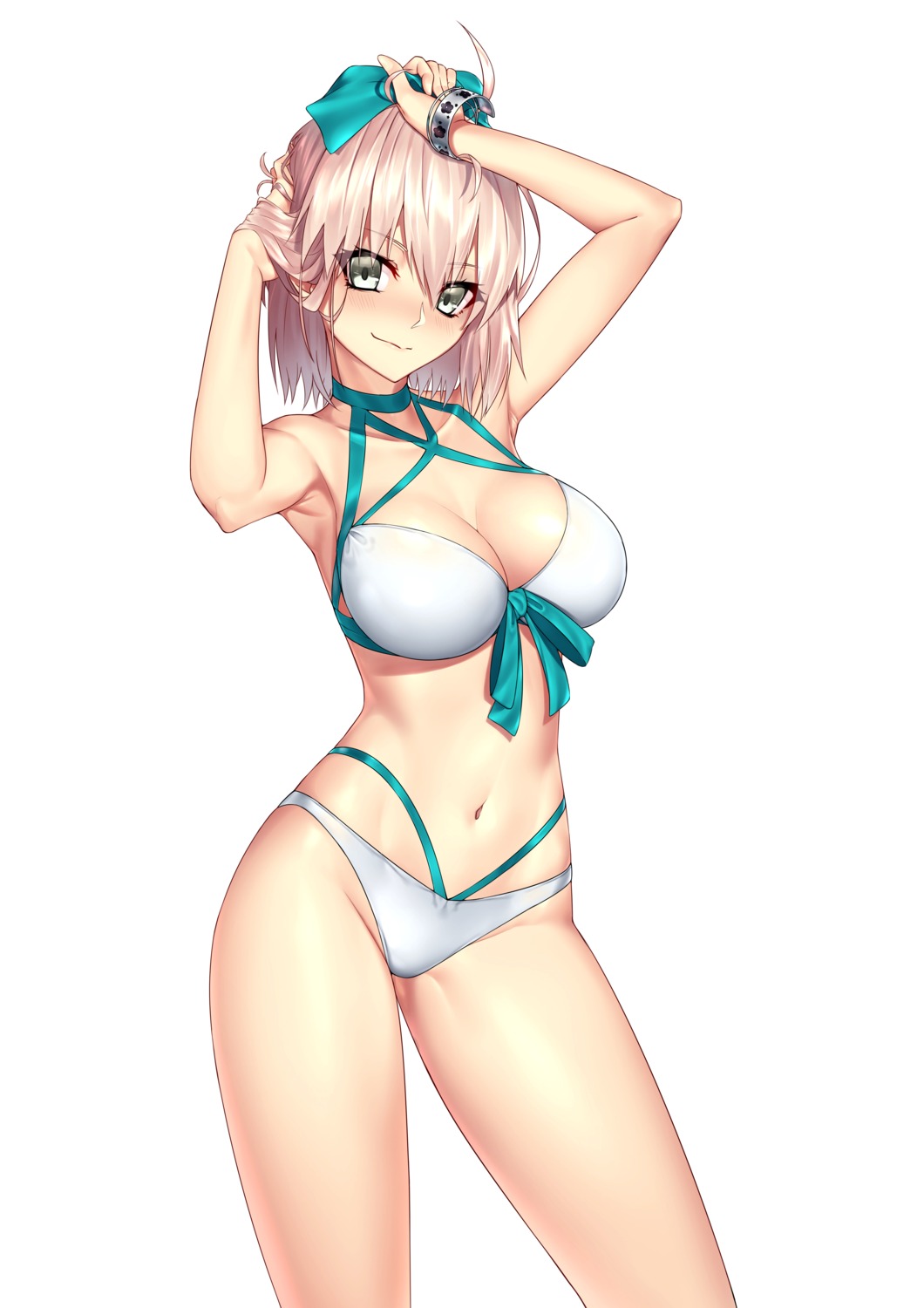bikini cleavage fate/grand_order kai_(pixiv12466647) okita_souji_(fate) swimsuits