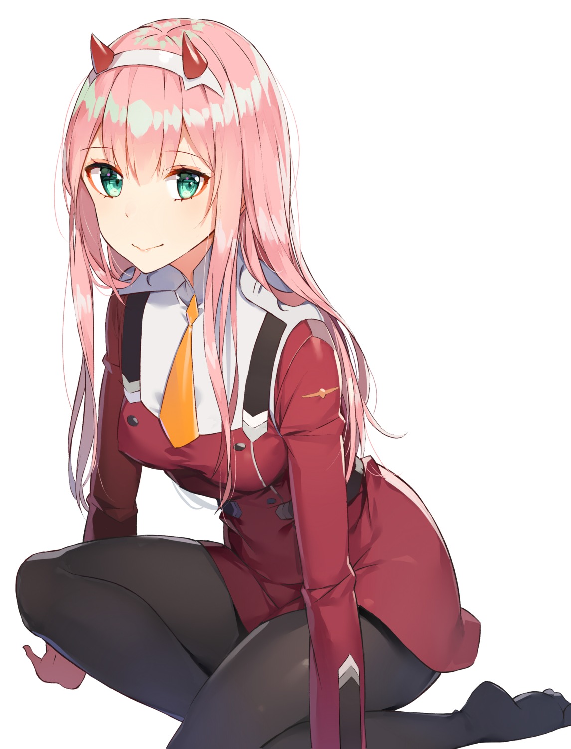 darling_in_the_franxx horns pantyhose rikoma uniform zero_two_(darling_in_the_franxx)