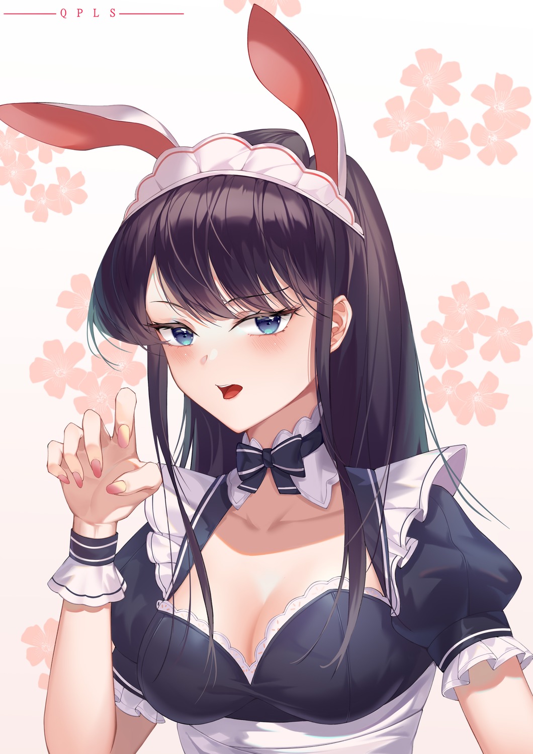 animal_ears bunny_ears cleavage maid