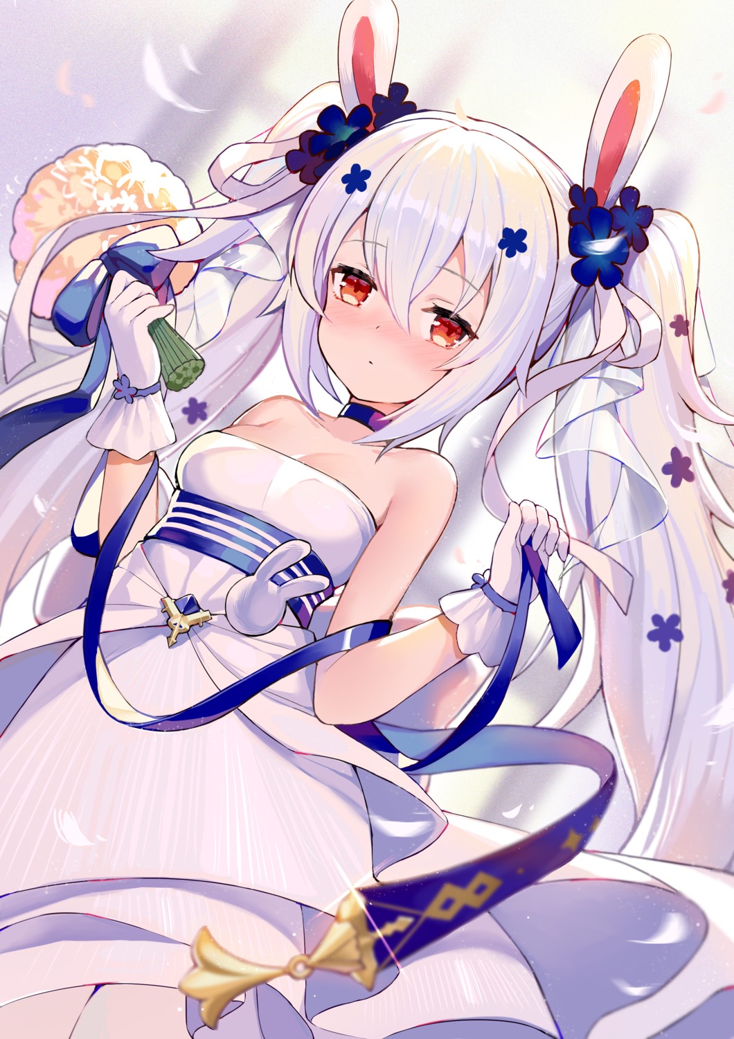 animal_ears azur_lane boku_koyuki_mx bunny_ears cleavage dress laffey_(azur_lane) wedding_dress