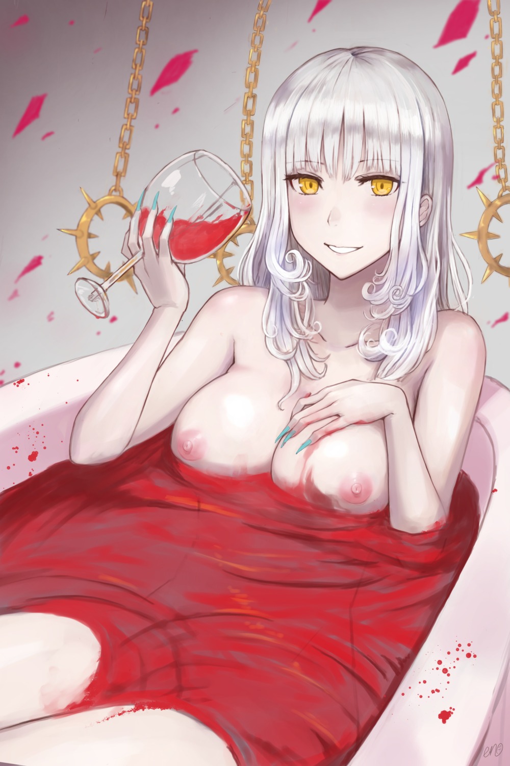 bathing blood carmilla_(fate/grand_order) eno_(joqeve) fate/grand_order naked nipples wet