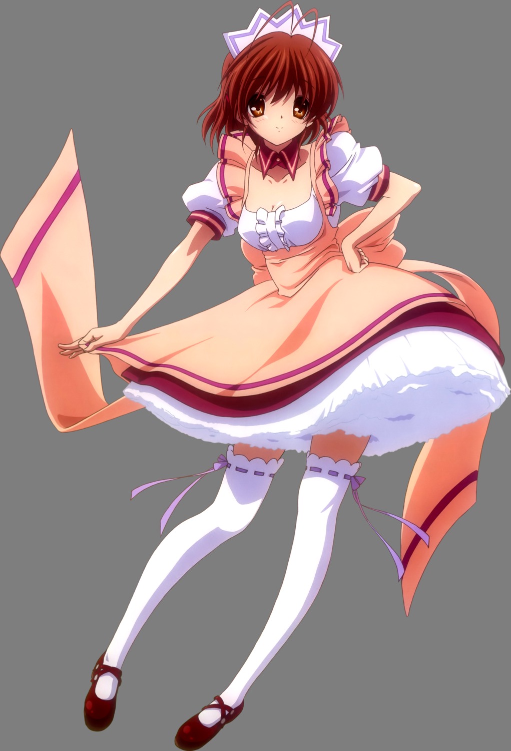 clannad furukawa_nagisa maid thighhighs transparent_png waitress