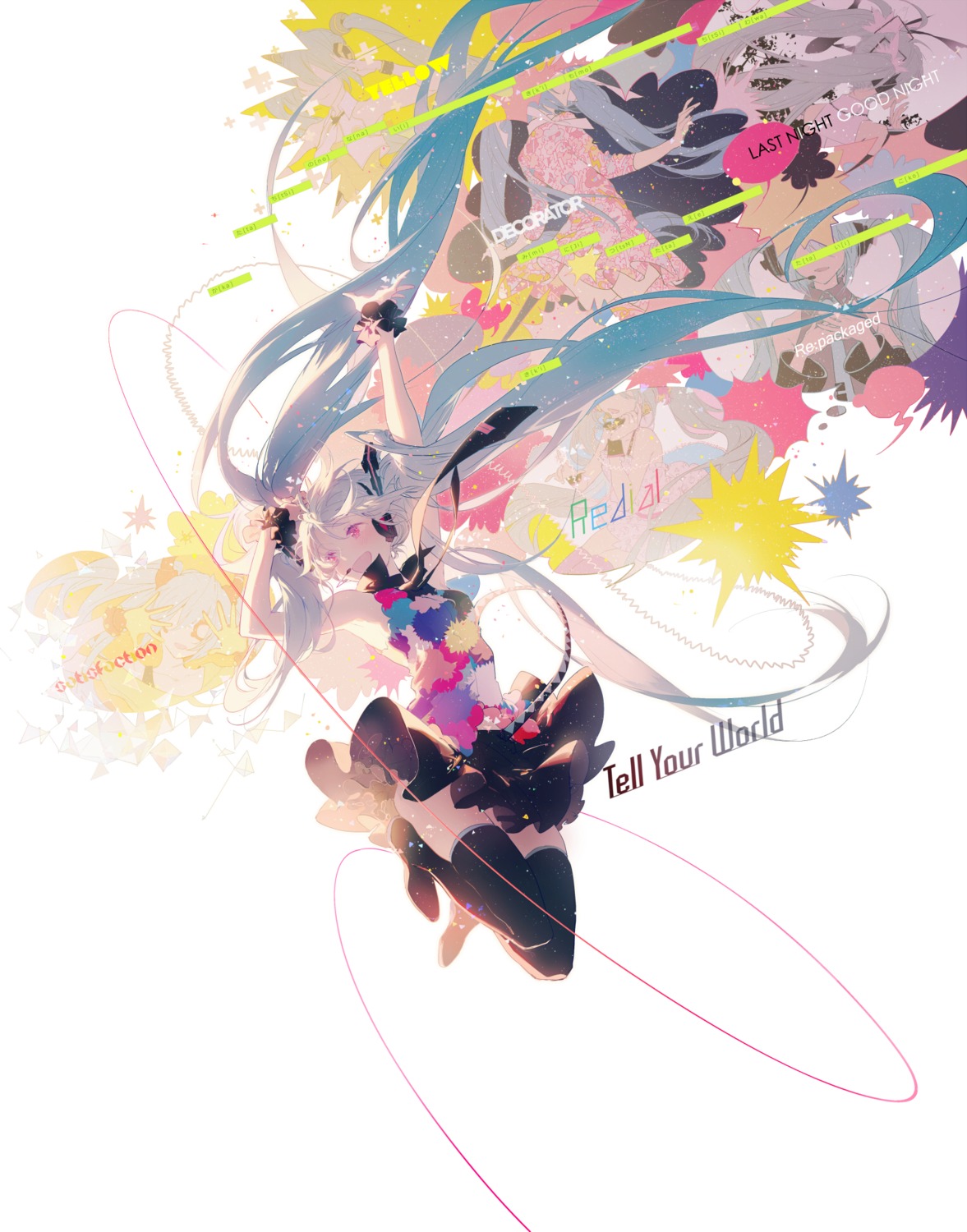 hatsune_miku headphones rella tell_your_world_(vocaloid) thighhighs vocaloid