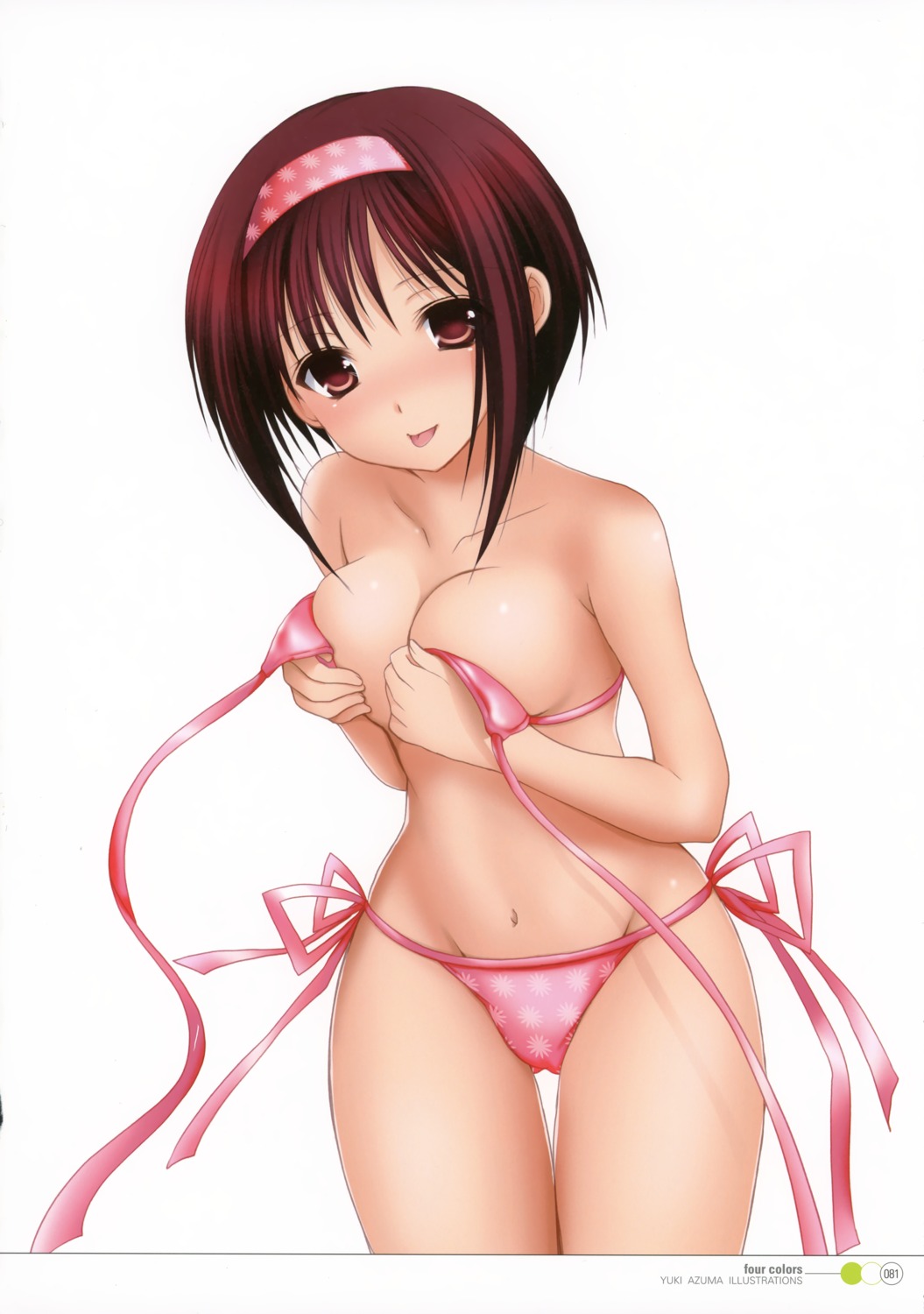 azuma_yuki bikini breast_hold cleavage swimsuits undressing