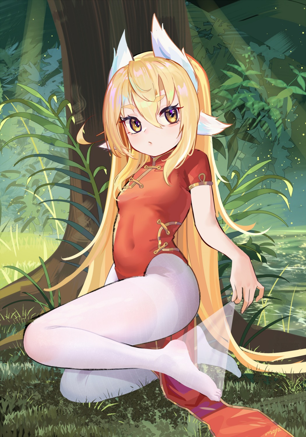 animal_ears chinadress moya_(pixiv6121219) pantyhose