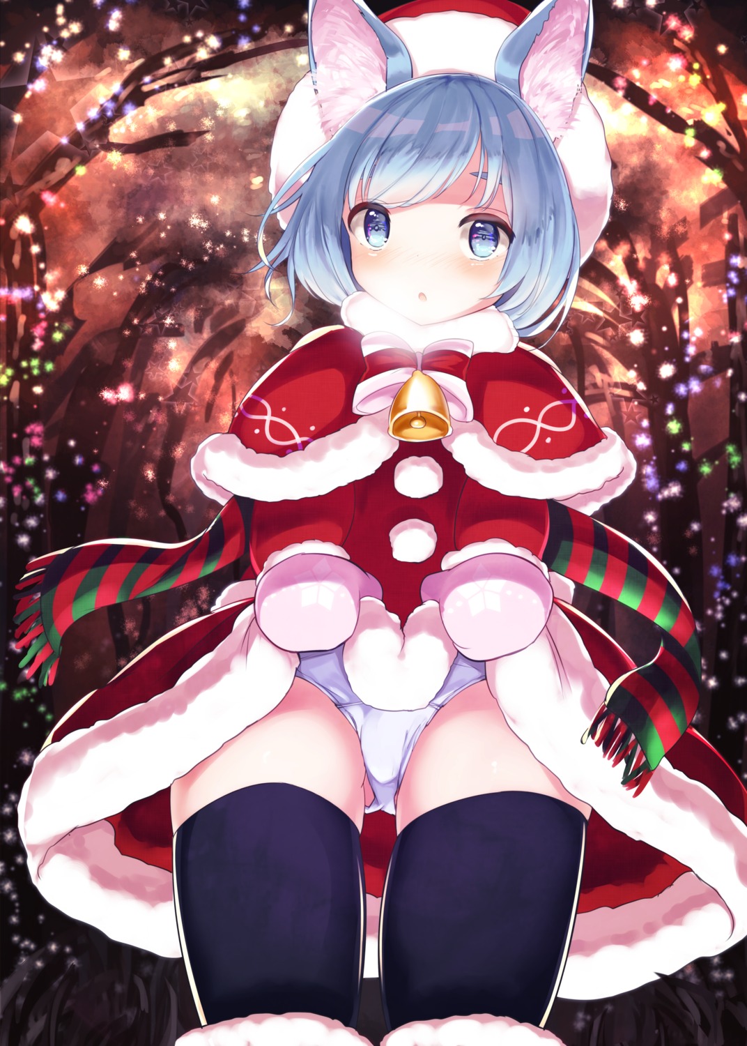 animal_ears christmas cisyo dress loli pantsu skirt_lift thighhighs