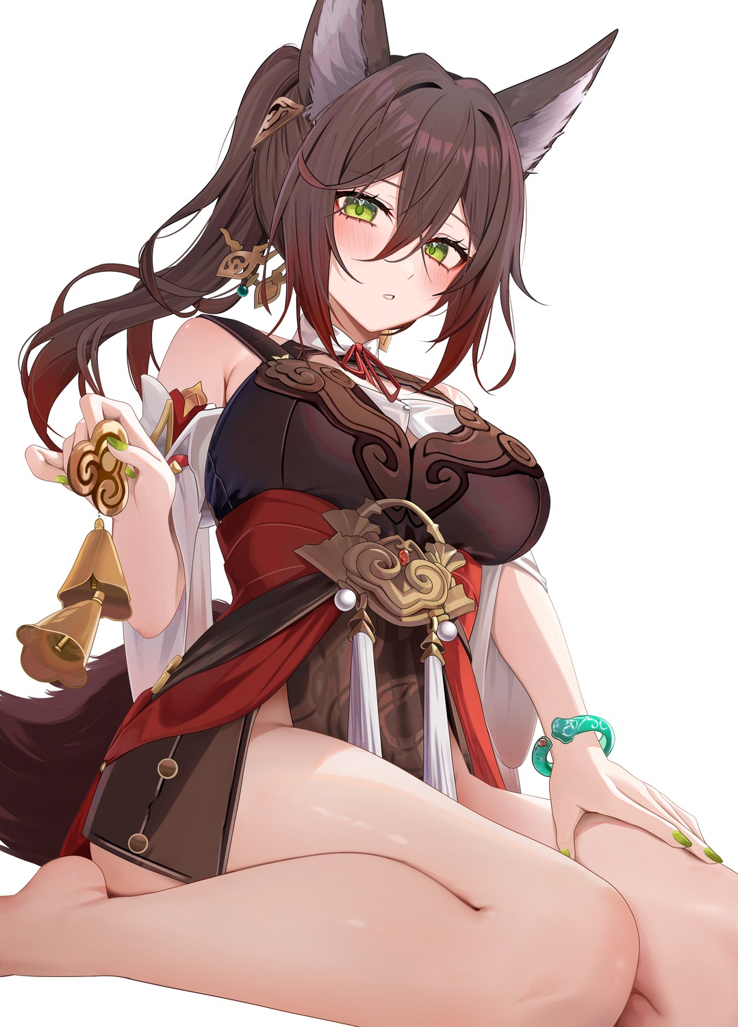 animal_ears asian_clothes honkai:_star_rail nopan ru_zhai tail tingyun