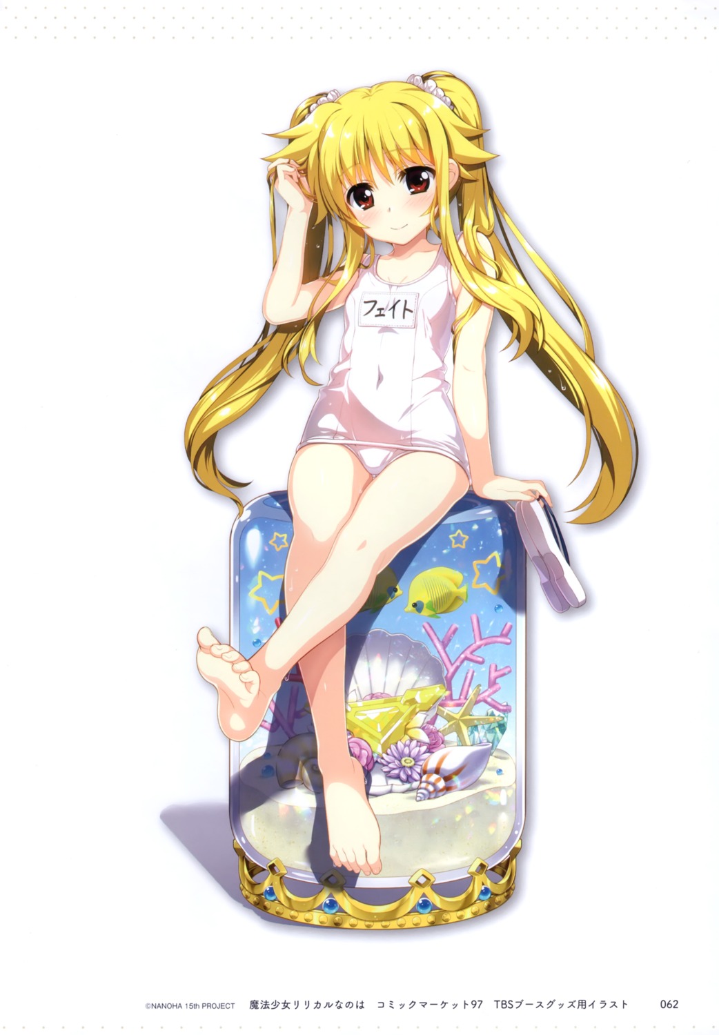 fate_testarossa fujima_takuya loli mahou_shoujo_lyrical_nanoha school_swimsuit swimsuits