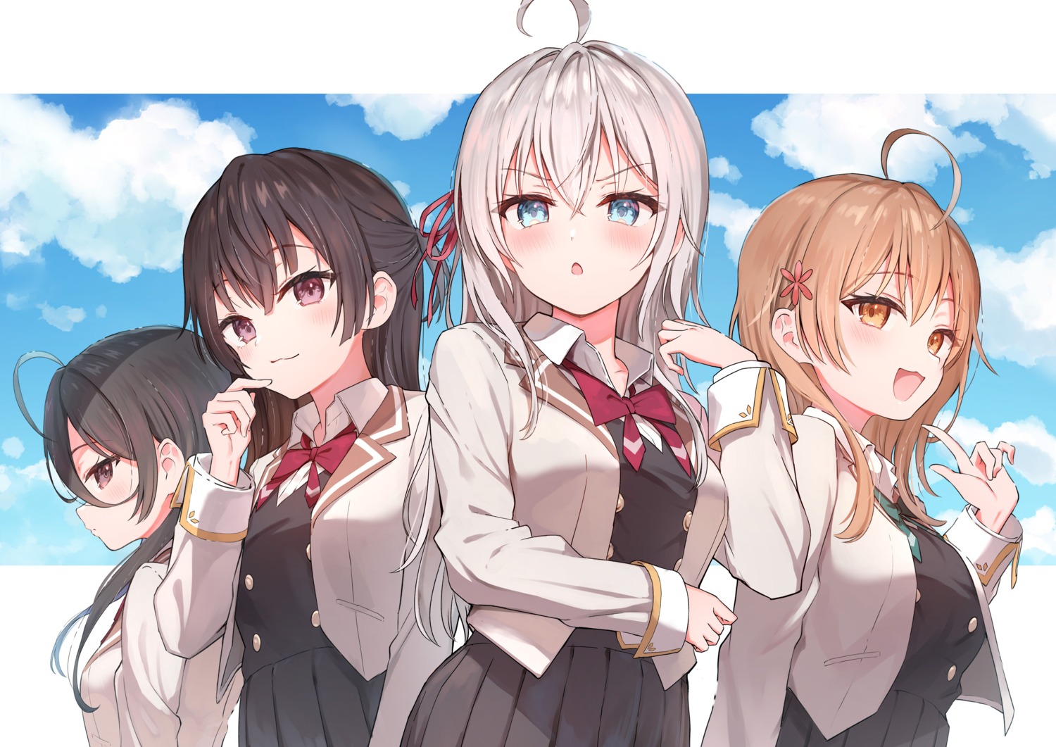 alisa_mikhailovna_kujou kimishima_ayano mariya_mikhailovna_kujou seifuku sune_(mugendai) suou_yuki tokidoki_bosotto_roshia-go_de_dereru_tonari_no_alya-san