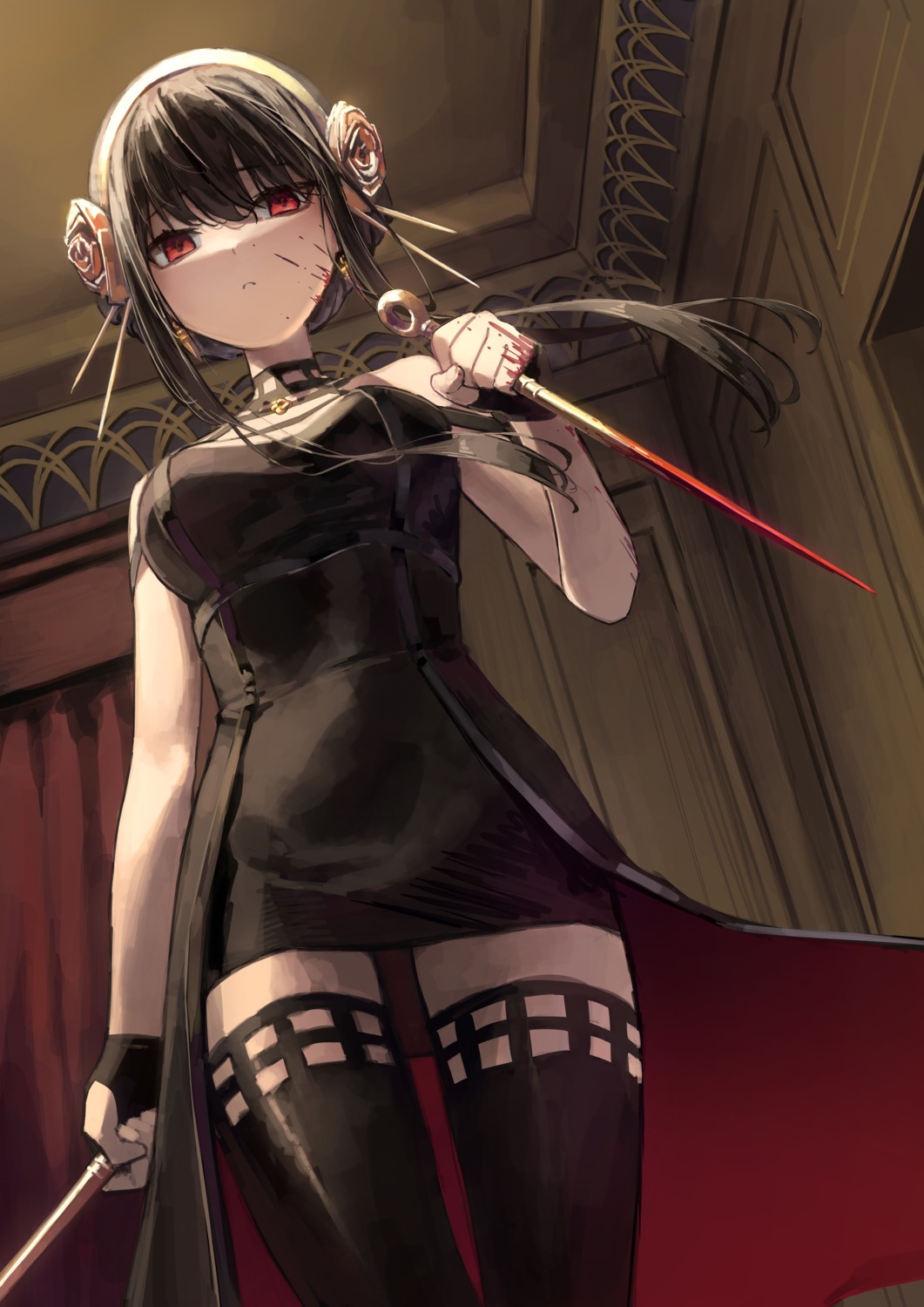 blood dress spy_x_family thighhighs weapon yoon_cook yor_briar