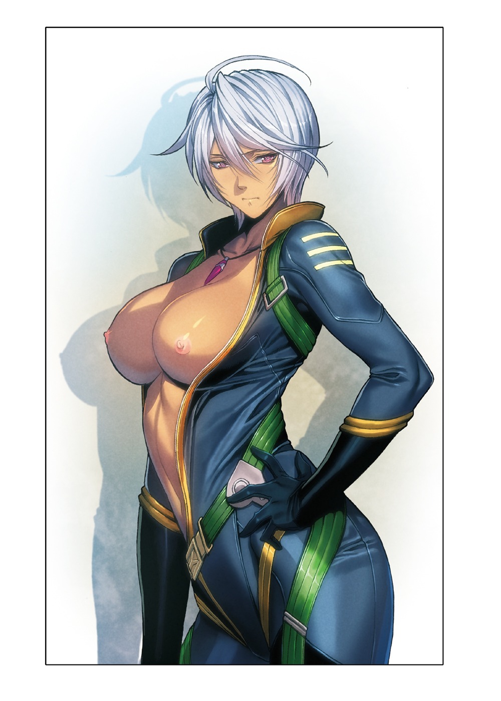 bodysuit breasts homare nipples no_bra open_shirt uchuu_senkan_yamato uchuu_senkan_yamato_2199 yamamoto_akira