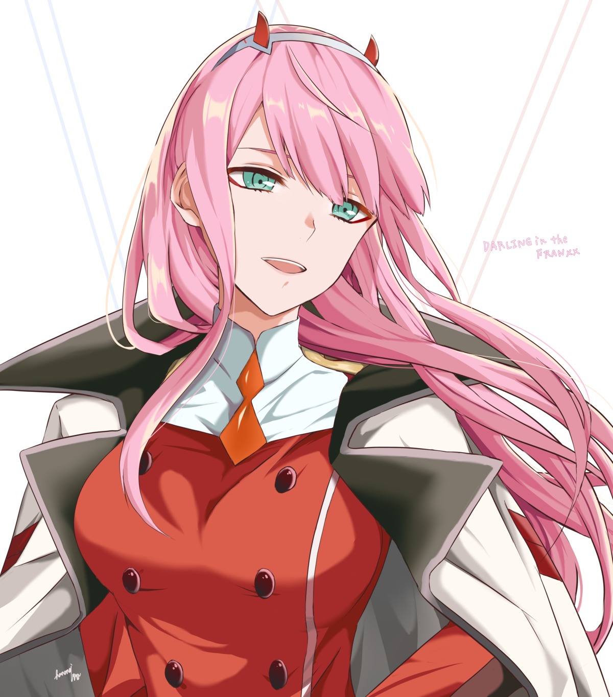 darling_in_the_franxx hanawi_nova horns uniform zero_two_(darling_in_the_franxx)