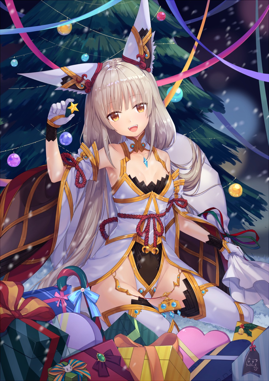 animal_ears christmas cleavage leotard niyah niyah_(blade) thighhighs transistor xenoblade xenoblade_chronicles_2