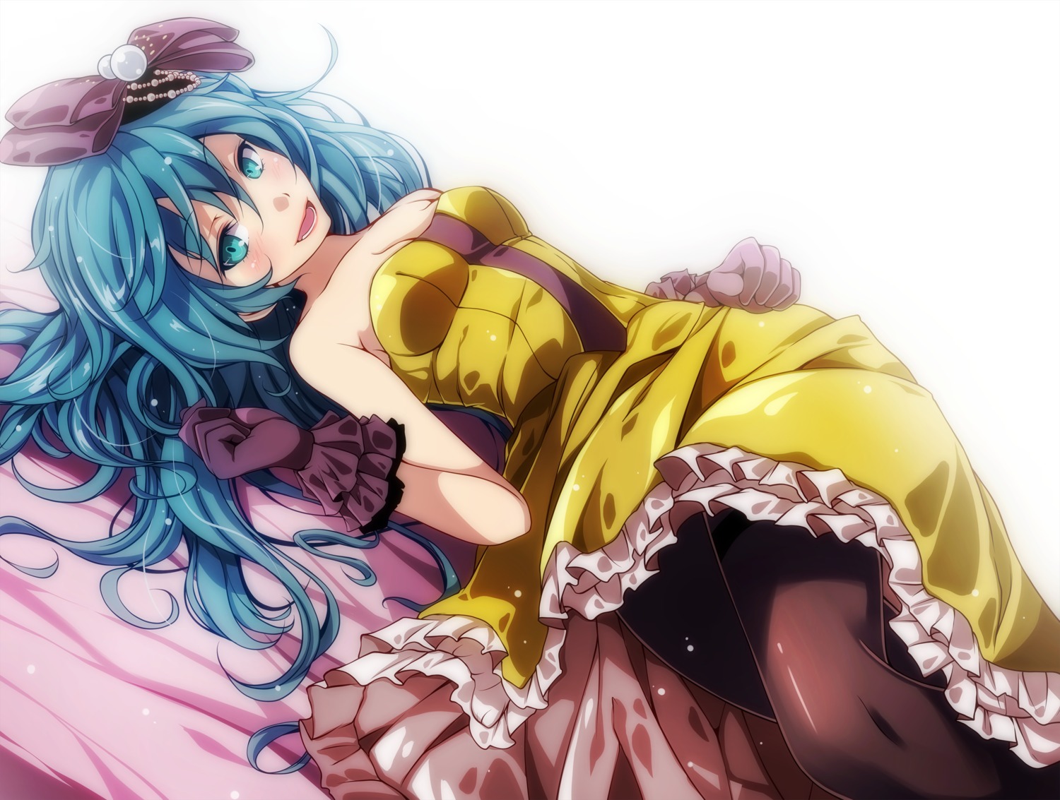 cleavage dress hatsune_miku pantyhose tsukishiro_saika vocaloid