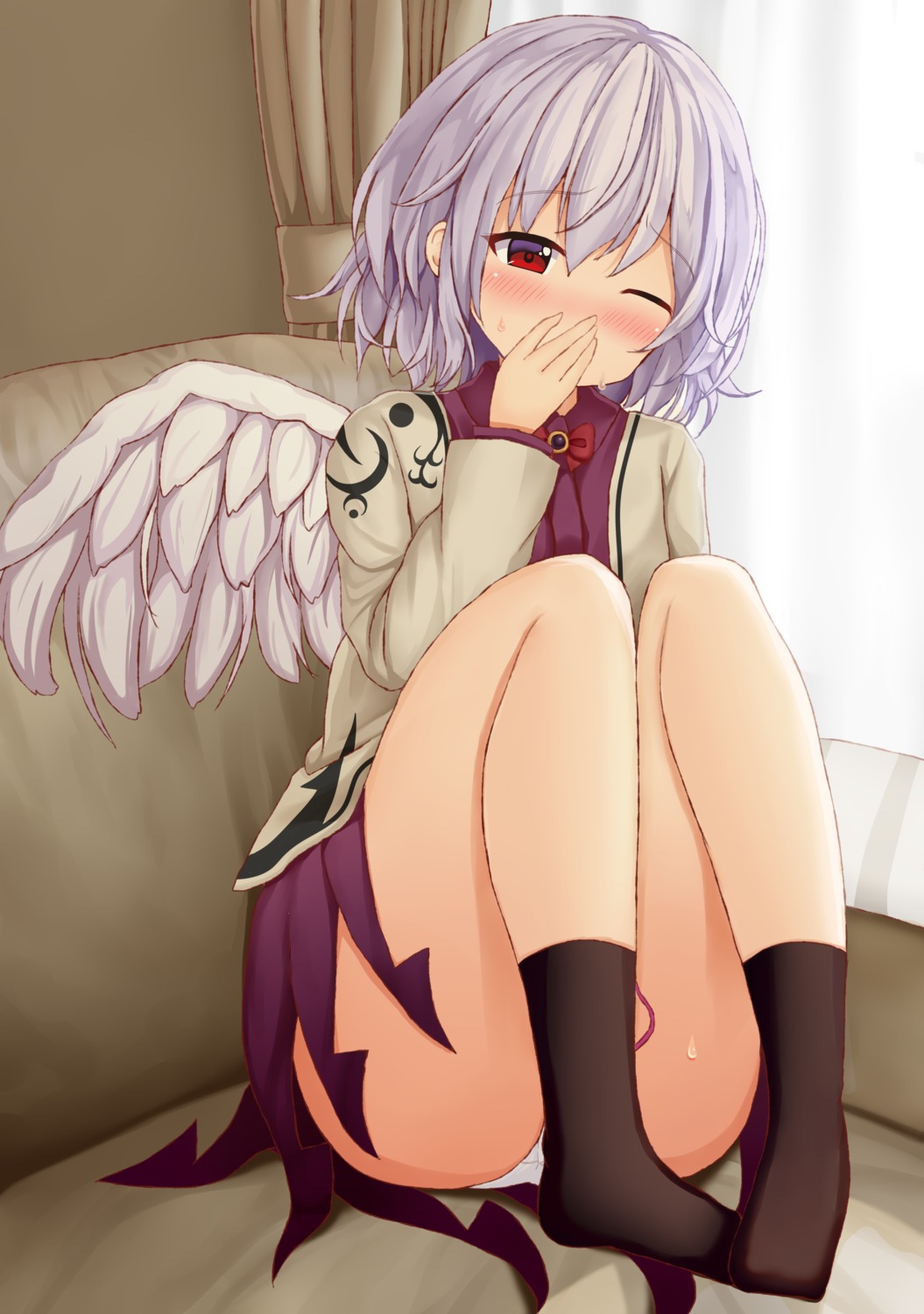 feet kishin_sagume pantsu skirt_lift suigetsu_(watermoon-910) touhou wings