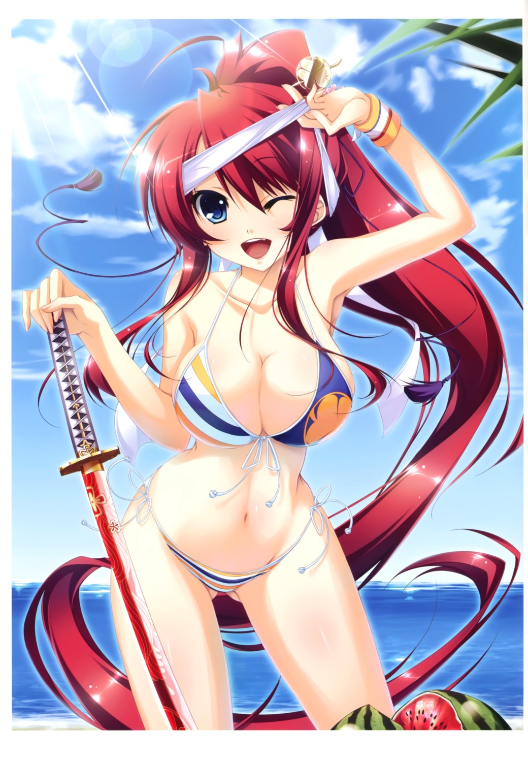 appare!_tenka_gomen bikini cleavage katagiri_hinata swimsuits sword tokugawa_yoshine