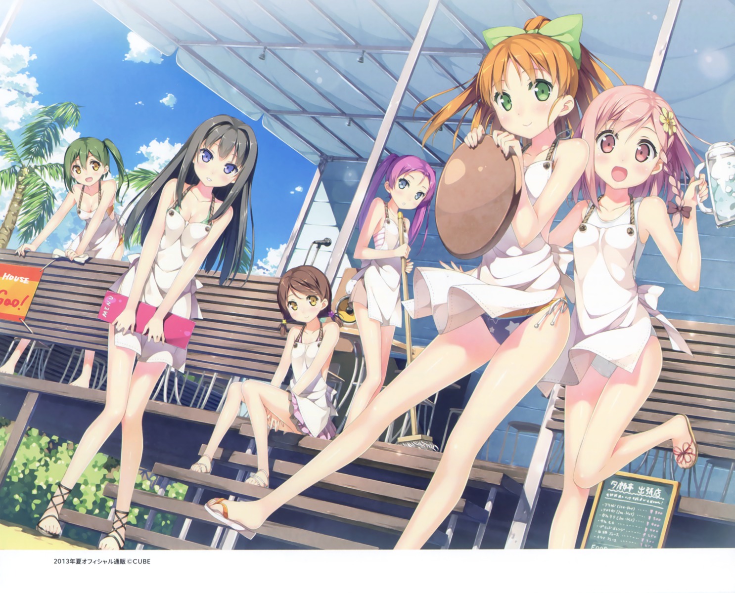 ayase_sayuki bikini cube enomoto_kaho fujimura_natsuki hirosaki_kanade kantoku minagawa_yuuhi skirt_lift swimsuits waitress your_diary yua