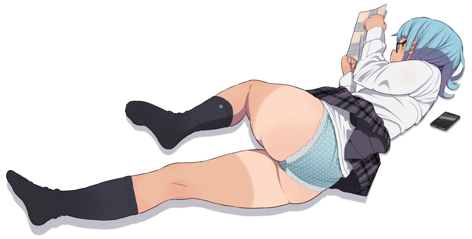 ass megane neyuki_rei pantsu seifuku skirt_lift tan_lines