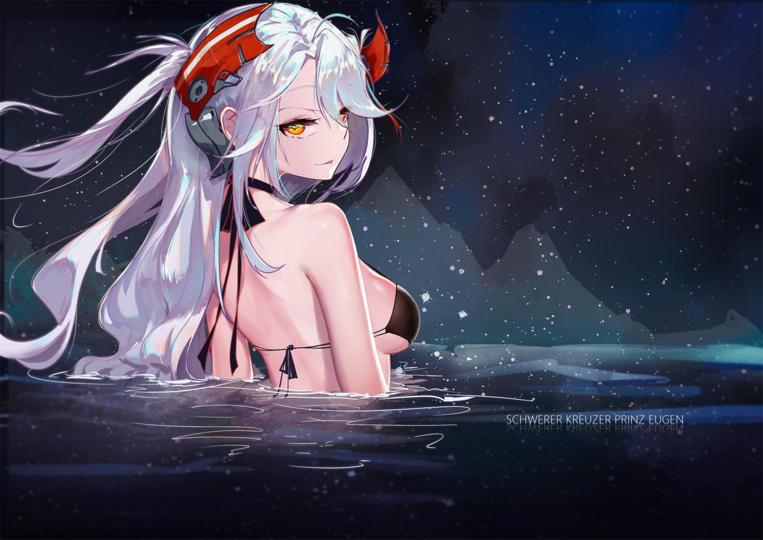 azur_lane bikini_top prinz_eugen_(azur_lane) swimsuits underboob wet ya_yan