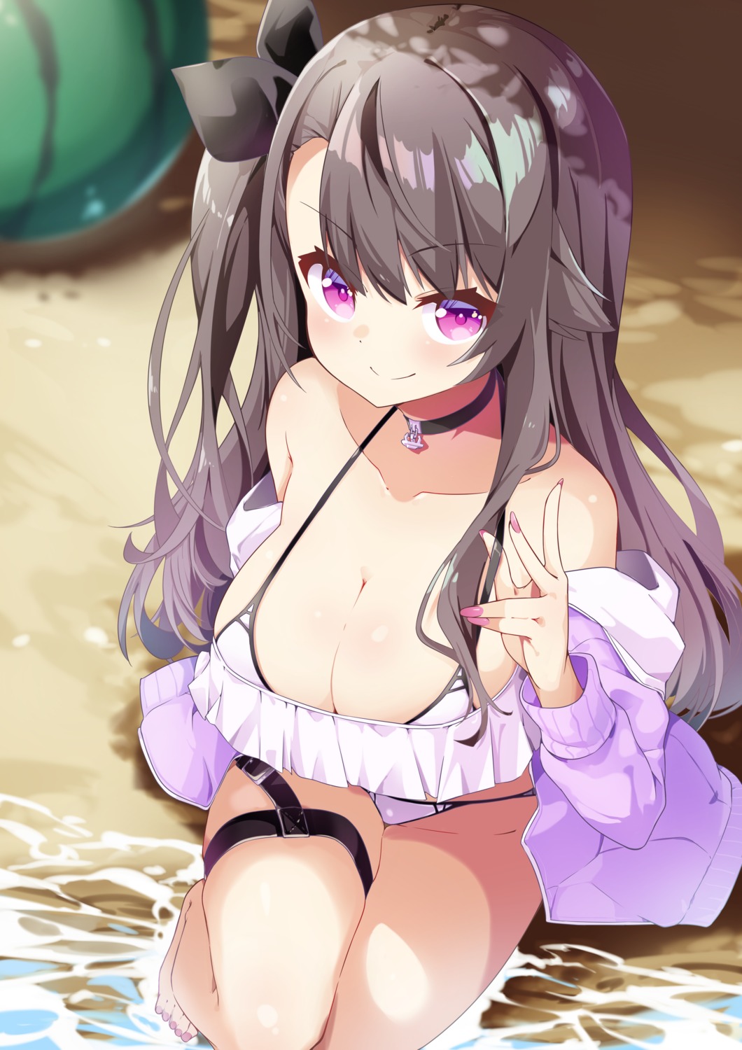 azur_lane bikini garter leer.meer open_shirt pamiat_merkuria_(azur_lane) swimsuits wet