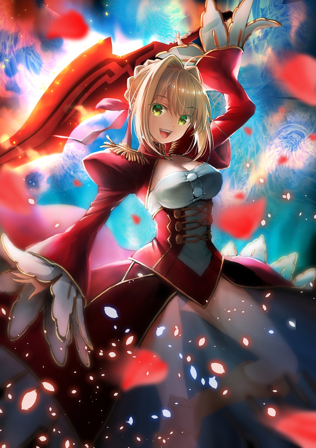 cleavage dress fate/extra fate/stay_night pantsu saber_extra see_through suishougensou sword