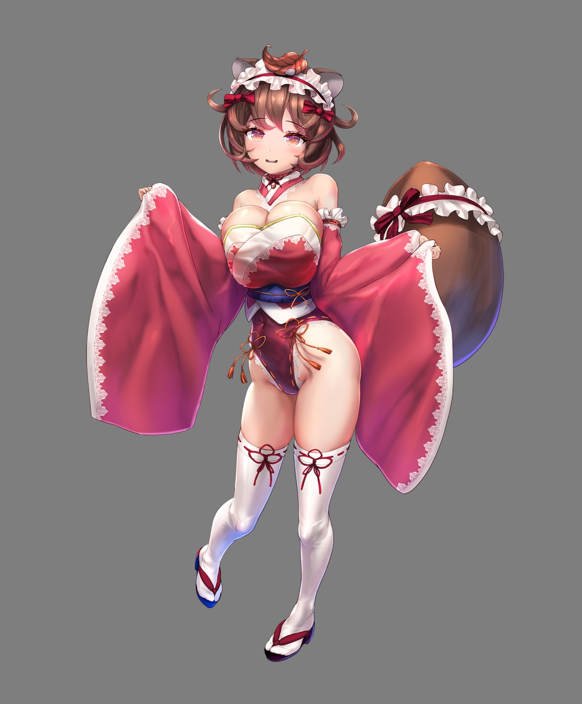 animal_ears japanese_clothes no_bra tagme taimanin_rpg thighhighs transparent_png