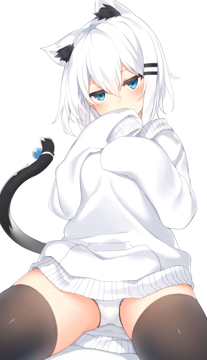 animal_ears loli nekomimi otokuyou pantsu sweater tail thighhighs