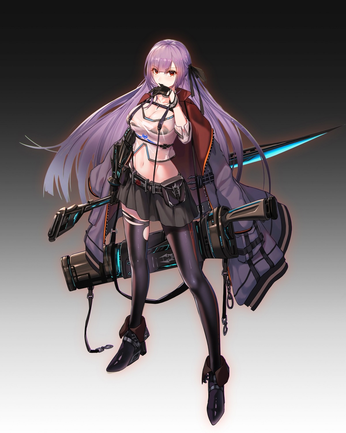 bra heels see_through sword thighhighs torn_clothes you_ni_ge_shaobing
