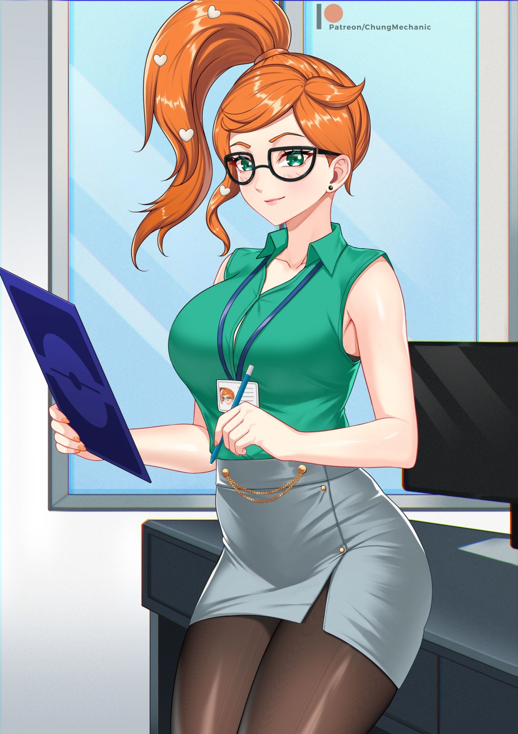 chungmechanic megane pantyhose pokemon pokemon_swsh sonia_(pokemon)