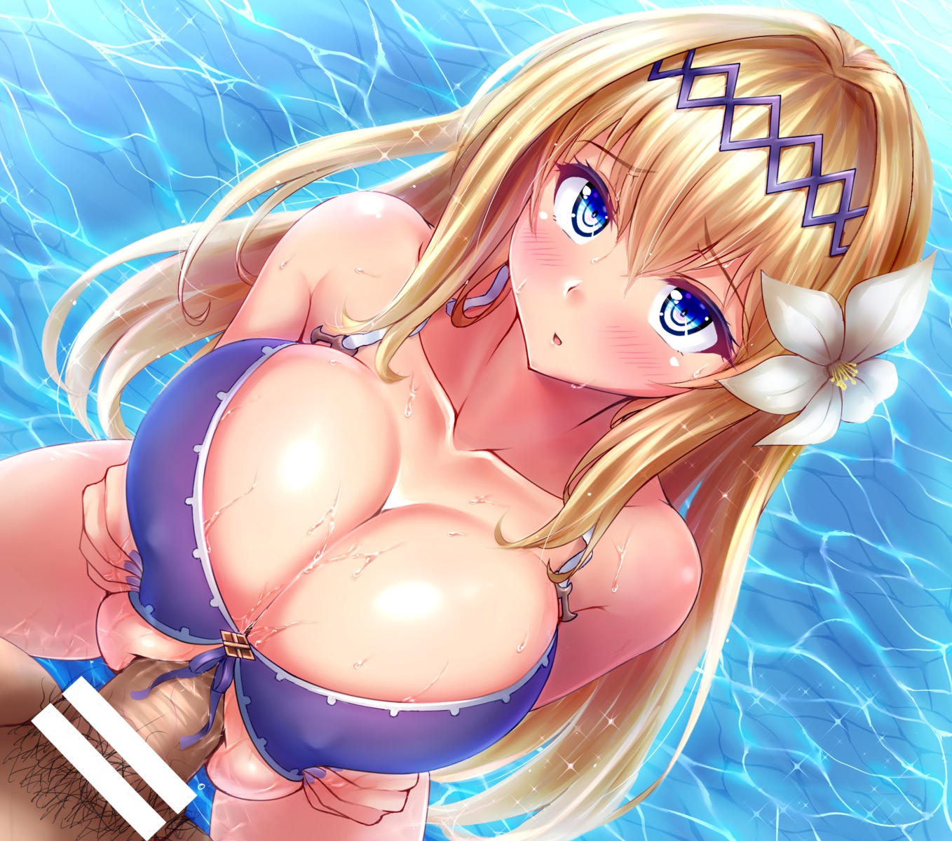 bikini_top breast_hold censored cleavage erect_nipples granblue_fantasy jeanne_d'arc jeanne_d'arc_(granblue_fantasy) paizuri penis stir255 swimsuits wet